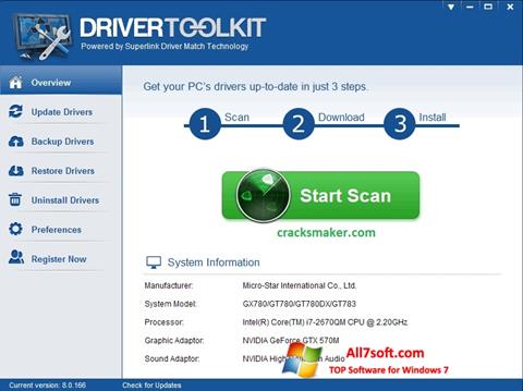 لقطة شاشة Driver Toolkit لنظام التشغيل Windows 7