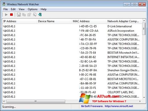 لقطة شاشة Wireless Network Watcher لنظام التشغيل Windows 7