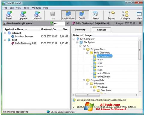 لقطة شاشة Total Uninstall لنظام التشغيل Windows 7