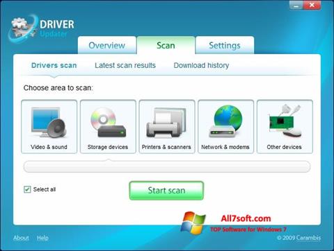 لقطة شاشة Carambis Driver Updater لنظام التشغيل Windows 7