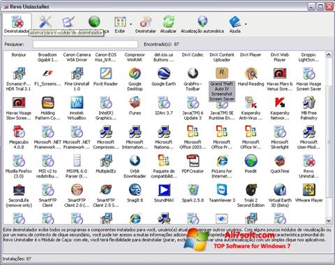 لقطة شاشة Revo Uninstaller لنظام التشغيل Windows 7