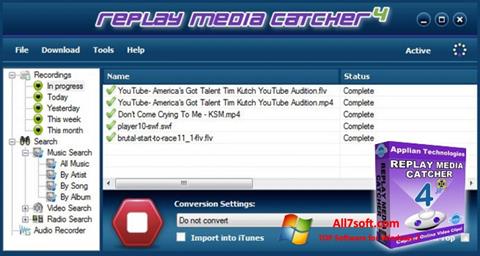لقطة شاشة Replay Media Catcher لنظام التشغيل Windows 7