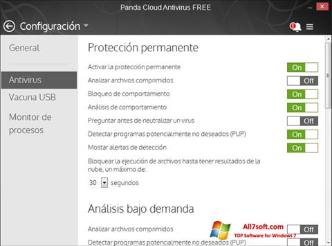 لقطة شاشة Panda Cloud لنظام التشغيل Windows 7