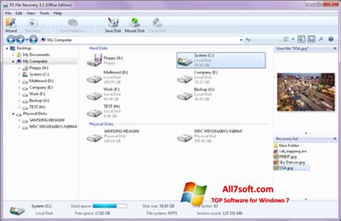 لقطة شاشة RS File Recovery لنظام التشغيل Windows 7