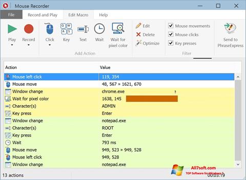 لقطة شاشة Mouse Recorder لنظام التشغيل Windows 7