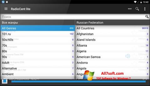 لقطة شاشة Radiocent لنظام التشغيل Windows 7