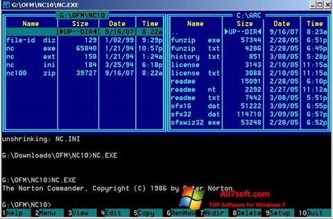 لقطة شاشة Norton Commander لنظام التشغيل Windows 7