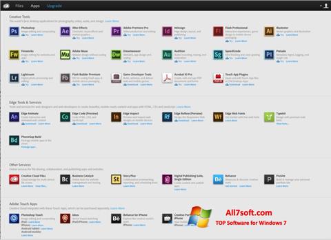 لقطة شاشة Adobe Creative Cloud لنظام التشغيل Windows 7