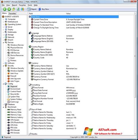 لقطة شاشة EVEREST Ultimate Edition لنظام التشغيل Windows 7