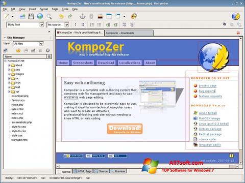 لقطة شاشة KompoZer لنظام التشغيل Windows 7
