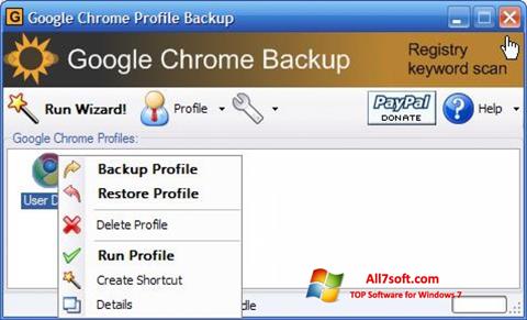 لقطة شاشة Google Chrome Backup لنظام التشغيل Windows 7