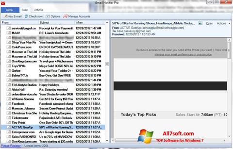 لقطة شاشة Gmail Notifier لنظام التشغيل Windows 7