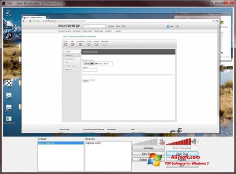لقطة شاشة Open Broadcaster Software لنظام التشغيل Windows 7
