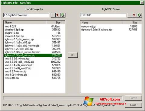 لقطة شاشة TightVNC لنظام التشغيل Windows 7