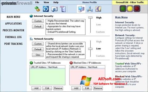 لقطة شاشة Privatefirewall لنظام التشغيل Windows 7