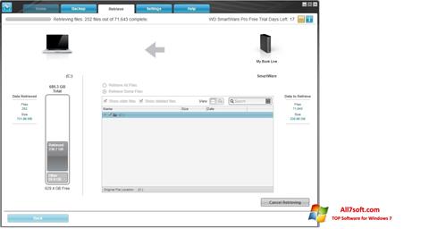 لقطة شاشة WD SmartWare لنظام التشغيل Windows 7