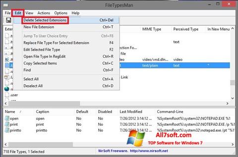 لقطة شاشة Unassociate File Types لنظام التشغيل Windows 7