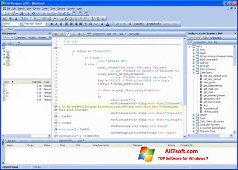 لقطة شاشة phpDesigner لنظام التشغيل Windows 7