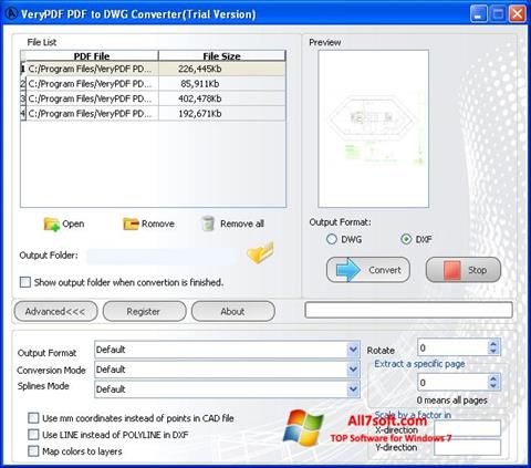 لقطة شاشة PDF to DWG Converter لنظام التشغيل Windows 7