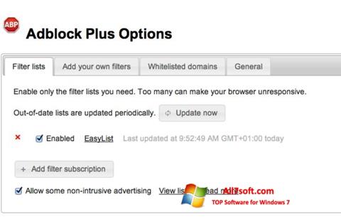 لقطة شاشة Adblock Plus لنظام التشغيل Windows 7