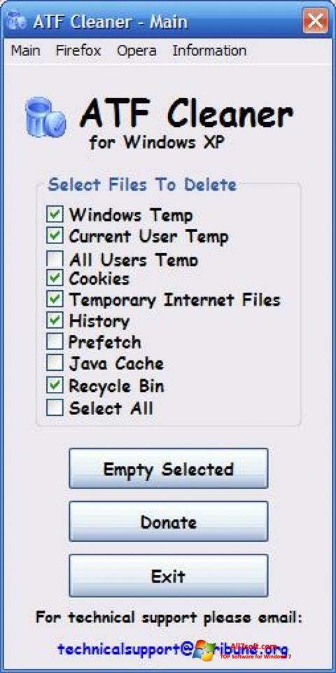 لقطة شاشة ATF Cleaner لنظام التشغيل Windows 7