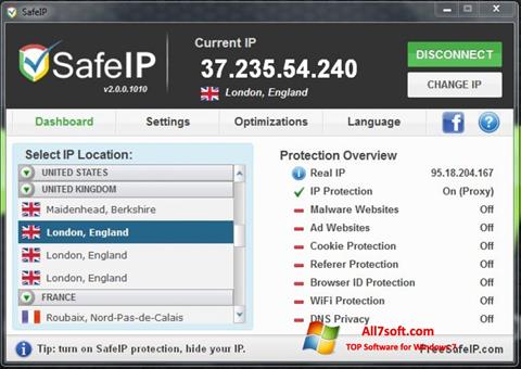 لقطة شاشة SafeIP لنظام التشغيل Windows 7