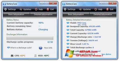 لقطة شاشة BatteryCare لنظام التشغيل Windows 7