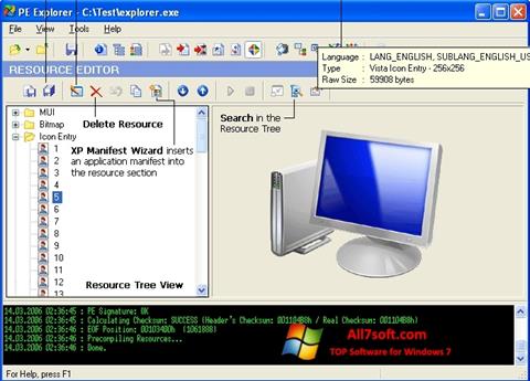 لقطة شاشة PE Explorer لنظام التشغيل Windows 7