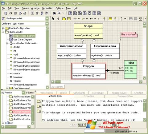 لقطة شاشة ArgoUML لنظام التشغيل Windows 7