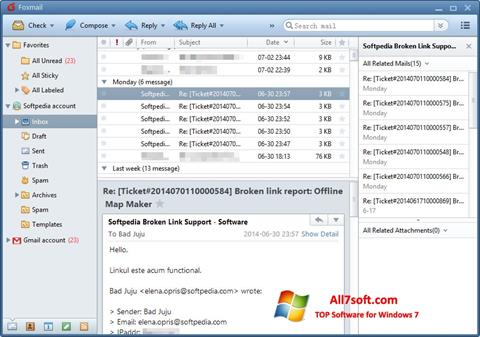 لقطة شاشة FoxMail لنظام التشغيل Windows 7