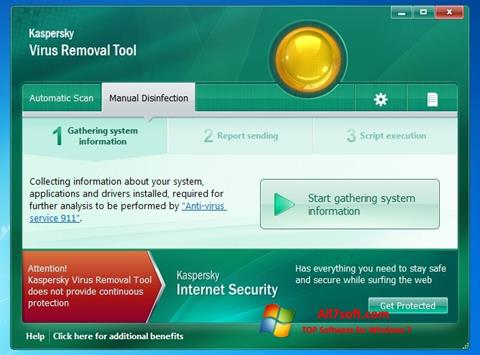 لقطة شاشة Kaspersky Virus Removal Tool لنظام التشغيل Windows 7