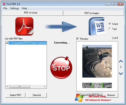 لقطة شاشة First PDF لنظام التشغيل Windows 7
