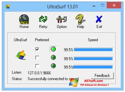 لقطة شاشة UltraSurf لنظام التشغيل Windows 7