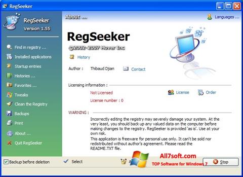 لقطة شاشة RegSeeker لنظام التشغيل Windows 7