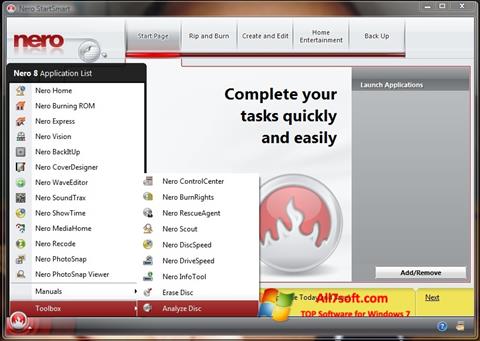 لقطة شاشة Nero StartSmart لنظام التشغيل Windows 7