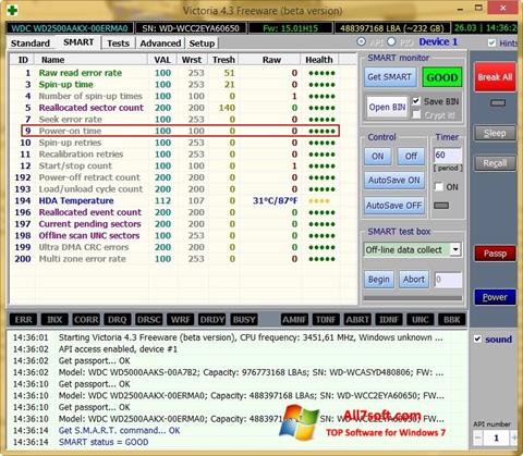 لقطة شاشة Victoria لنظام التشغيل Windows 7