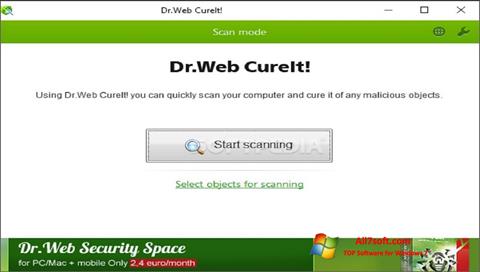 لقطة شاشة Dr.Web CureIt لنظام التشغيل Windows 7