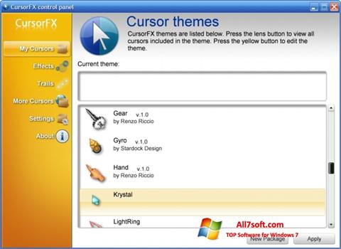 لقطة شاشة CursorFX لنظام التشغيل Windows 7