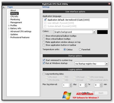لقطة شاشة RMClock لنظام التشغيل Windows 7