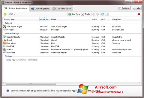 لقطة شاشة Startup Delayer لنظام التشغيل Windows 7