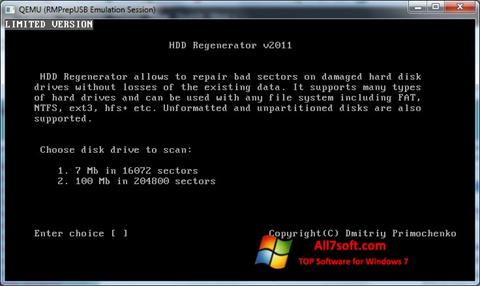 لقطة شاشة HDD Regenerator لنظام التشغيل Windows 7