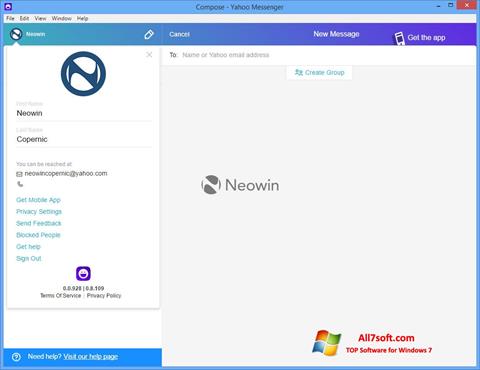 لقطة شاشة Yahoo! Messenger لنظام التشغيل Windows 7
