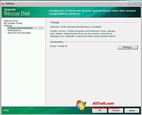 لقطة شاشة Kaspersky Rescue Disk لنظام التشغيل Windows 7