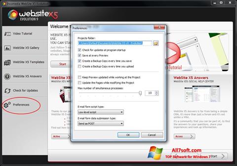 لقطة شاشة WebSite X5 لنظام التشغيل Windows 7