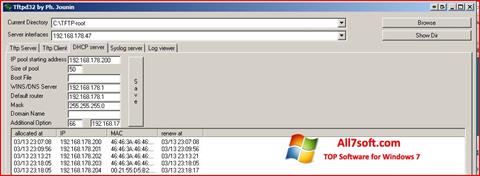 لقطة شاشة Tftpd32 لنظام التشغيل Windows 7