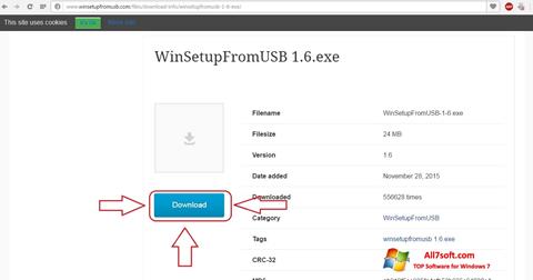 لقطة شاشة WinSetupFromUSB لنظام التشغيل Windows 7